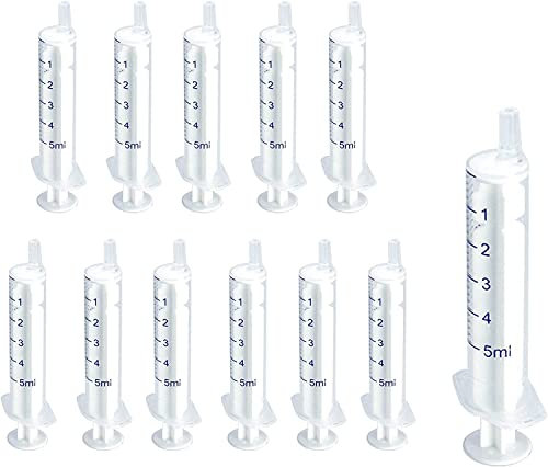 5ml Siringa di Plastica Piccola Siringa 12pcs, Siringa di Plastica Senza Ago, Siringa per Liquidi, Adatto per Laboratori Scientifici, Misurazione, Irrigazione, Ricarica