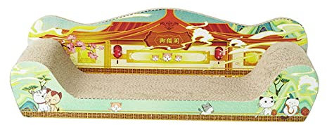 kowaku Katzenkratzbett aus Karton, groß, breit, verhindert Schäden an Möbeln, gewellt, Lounge-Couch, Katzenkratzbrett für Indoor-Katzen, 51 x 27 x 15 cm