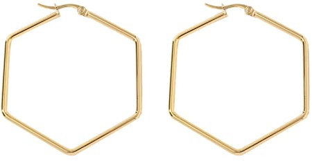 Beydodo Ohrringe für Mädchen, Creolen Edelstahl Hexagon Ohrringe Creolen Gold Nickelfrei