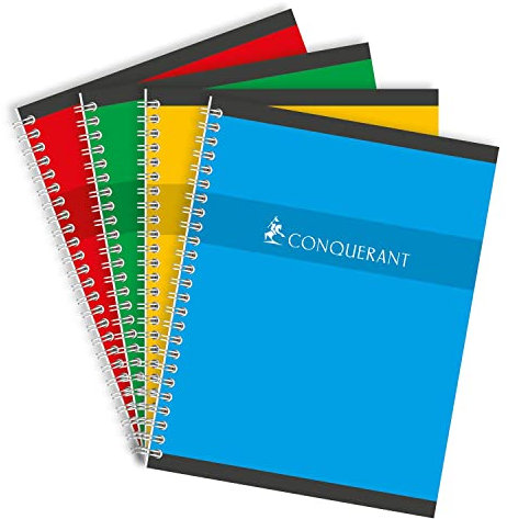 CONQUÉRANT Lot de 10 Cahiers reliure intégrale 17 x 22 cm 5x5 70g 180 pages coloris aléatoires
