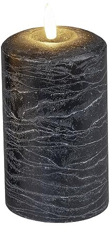 formano LED Wachs Kerze | schwarz | Echtwachskerze | Batterie Timer | 12 cm | Beleuchtung Licht