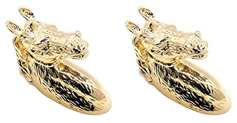 FTEYJEUIOTY 2PCS Antique Door Handles Animal Handle Horse Head Zinc Alloy Cabinet Handle Knob with Screws (Golden)