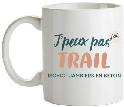 CADEAUX.COM - Mug Personnalisé J'peux pas J'ai Trail - Mug Céramique - Tasse Classique Personnalisable - Résiste Au Micro Ondes et Lave Vaisselle - Idée Cadeau Original- Cadeau Homme, Femme