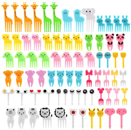 60 PCS Palillos de Dientes de Animales, Palillos para Niños Frutas, Mini Tenedores Infantiles Reutilizables de Frutas, Niños de Dibujos Animados Para Fruta Niños Tenedor Infantil Para Infantiles
