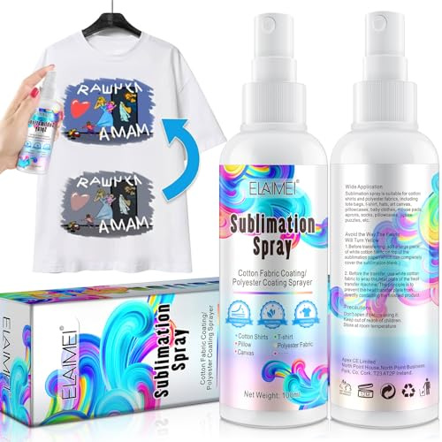 Vouchmind Spray de sublimación mejorado de 100 ml, espray de revestimiento de sublimación para algodón, camisetas, poliéster, cartones, lienzo, pintura de sublimación, secado rápido, súper adherencia