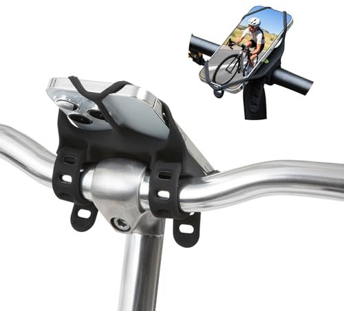 BONE Bike Tie 4 Pro Max,Universelle Dauerhaft Handyhalterung Fahrrad, Fahrradhalter für Lenker und Vorbau, Fahrräder mit Stoßdämpfung, Kompatibel mit Telefonen von 4,7” bis 7,2”- Schwarz