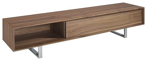 Ángel Cerdá - TV-Möbel aus Nussbaum mit Stahlbeinen - TV-Möbel aus Holz mit Doppelschublade und Schiebeöffnung - modern, langlebig und funktionell - 180 x 44 x 39 cm
