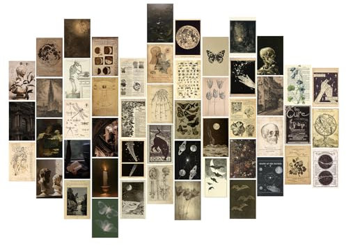 TWNSLLA Vintage-Gothic-Dekor für Zuhause, dunkle Akademie-Wandkunstdrucke, Gothic-Poster, stimmungsvolle Raumdekoration, ästhetische Bilder, Hexen-gruselige Wandcollage-Set für Wohnheim, 10,2 x 15,2 x