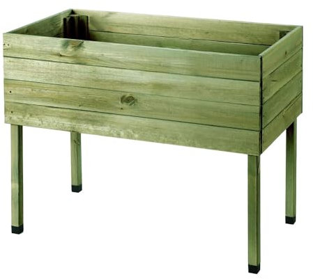 Zestri Hochbeet mit Füßen imprägniert Grün | 100x50x80 cm aus Holz | Garten Terrasse Balkon | Kräuterhochbeet Kräuterbeet Gemüsebeet