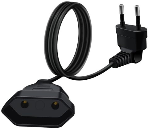 HuaLiSiJi Eurostecker Verlängerung 2,5A 250V Verlängerungskabel mit Eurostecker Kurz Eurostecker 90 Grad Kurz, für Haushaltsgeräte TV PC Computer Monitor Etc (Schwarz, 3m)