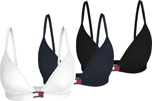 Tommy Hilfiger Brassières Lot de 3 Femme Triangle sans Rembourrage, Multicolore (Black/Navy Rib/White), S