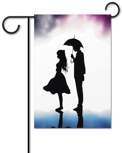 Gartenflagge, 30,5 x 45,7 cm, doppelseitig, vertikal, Anime-Liebhaber, Silhouette, Willkommensflagge, kleine Outdoor-dekorative Flaggen für alle Jahreszeiten, Zuhause, Terrasse, Banner, Urlaub,