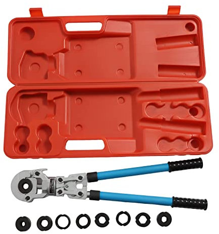 WOLEGM TH16-32 V12-28 Presszange, 360° Drehbarem Zangenkopfe Handpresse Kupferrohr Pressfitting Zange mit Ergonomischem Gummigriff für PEX-Rohre, Verbundrohr