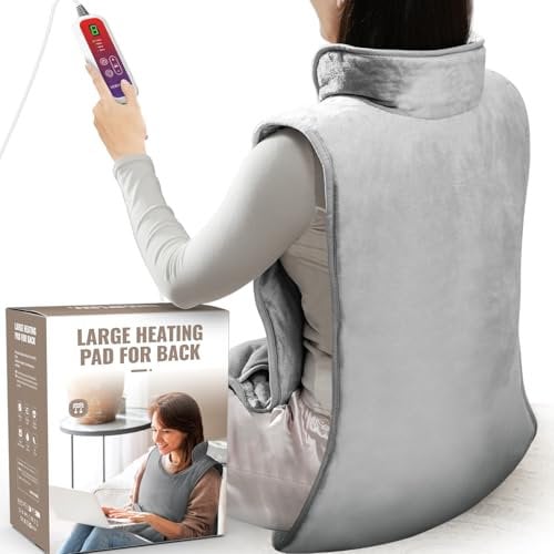Mefine Heating Pad Back with Automatic Shut-Off, Quick Heating Back Warmer with 6 Temperature Levels and 4 Timers, Washable Heat Pad Electric for Back, Shoulder, Stomach, Overheating Protection