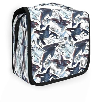 Kulturbeutel zum Aufhängen, Wasserfarben, Wal für Damen, Herren, Mädchen, Ozean, Meer, Wale, wasserdicht, Make-up, Kosmetik, Wasch-Organizer, Tasche für Reiseutensilien, multi, Kulturbeutel