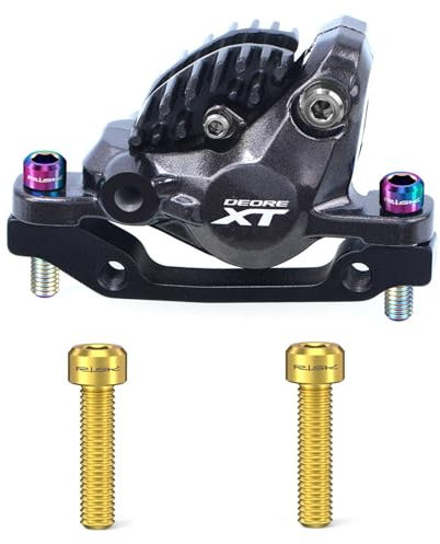 YLME Viti per Bicicletta 2 Pezzi M6x25mm Lega di Titanio Bulloni di Fissaggio Pinza Freno a Disco - Viti per Bicicletta estese per MTB e Bici da Strada,d'oro