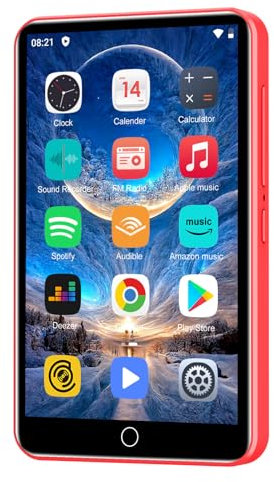 MP3 Player with Bluetooth and WiFi, 80GB MP3 MP4 Players with 4 Touchscreen and Speaker, Android MP3 Player with Spotify, Audible, Amazon Music, Deezer,Play Store,FM Radio, Expanded Up to 1TB