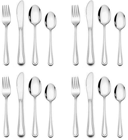 HaWare Set di 8 posate per bambini in acciaio inox (16, linee semplici)