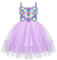 Arshiner Vestito Floreale per Ragazze Viola Vestito Estivo con Cinturino Vestito in Tulle per Bambini Vestito Festivo Abiti Scolastici Vestito da Spiaggia 6-7 Anni