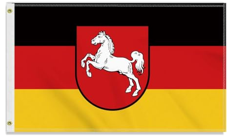 Große 90×150 CM Niedersachsen Flagge,großes 150D Deutsche Bundesland Freundschafts banner, Deutschlandfahne Doube-Seitendruck Dekor Messingösen large Lower Saxony