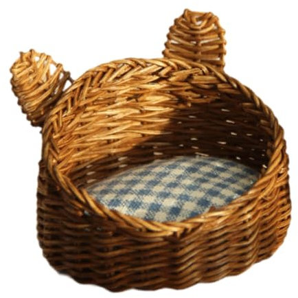 Folpus 1:12 Katzen-/Hundehaus, Geburtstagsgeschenke, Kinderspielzeug, Puppenhausdekor, Puppenhausmöbel, Katzennest, Miniaturkorb für Kinder, Jungen, Dunkles Gitter
