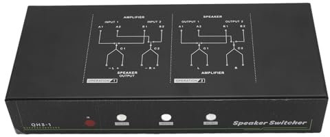 Verstärker-Lautsprecher-Umschalter, 2-in-1-Ausgang, Verstärker-Lautsprecher-Auswahl-Umschaltbox mit Fernbedienung für Heim-DJ-Mixer-Theater (EU-Stecker)