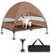 Hundeliege mit Dach & Erhöhtes Design - Stabiles Hundebett mit Antirutschfüßen, Breiter Schatten - Wasserdicht für Große Hunde Indoor/Outdoor, Camping & Garten
