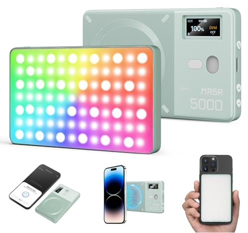 GODOX MA5R Magnetic Full Colour RGB Video Light, 1800K-10000K 14 Pre-Programmed Effects LED Light Photo for Selfie DSLR Camera (grün)