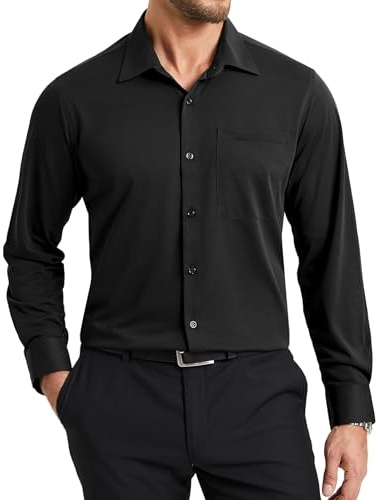 Enlision Mens Shirts Long Sleeve Non Iron Stretch Dress Shirt | Wrinkle Free, Button Up, with Pocket, Business, Formal, Look Polished, Wedding, Smart, Comfortable, Regular Fit