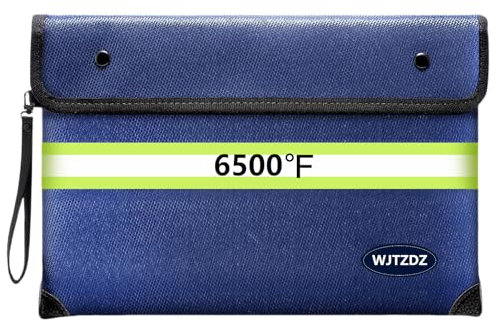 6500 °F Verbesserter Feuerfester Geldbeutel mit Wasserdichtem Reißverschluss für Bargeld,10 Schichten Wärmeisoliertes Material/Reflexstreifen,Feuerfester Beutel mit Griff für Wichtige Dokumente