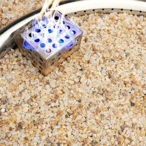 NUPICK 5-10 Mesh Kieselsand für Feuerstelle, 9.1 kg grober Sand für Kamine, Dekosand für Gas oder Propan, hitzebeständige Basisschicht unter Feuerglas, Lavasteine, Holz, Garten, Vasenfüller, Aquarium