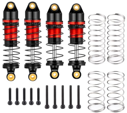 AXspeed Stoßdämpfer-Set, Metall, vorne und hinten, Stoßdämpfer für 1:24 LOSI Micro-B RC Auto (schwarz und rot), 4 Stück
