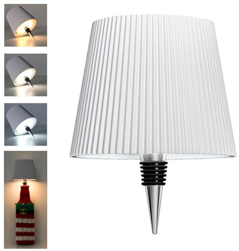 Beaeet Lampe Bouteille LED Blanc, Rechargeable USB-C, sans Fil, IP54, 3 températures réglables, pour Bouteille en Verre, Table, Balcon, terrasse, Camping, fête