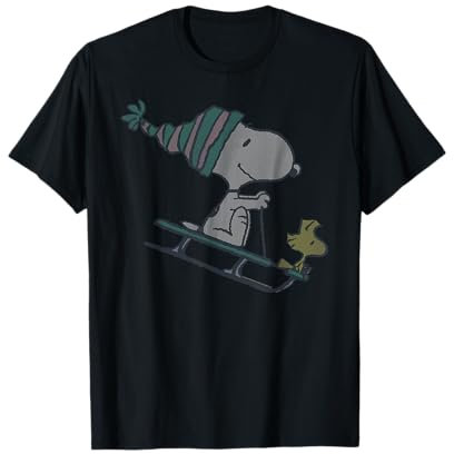 Peanuts Snoopy Woodstock Schlitten im Retro-Stil T-Shirt