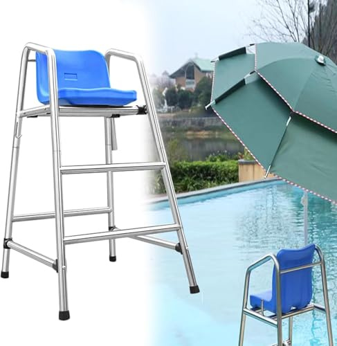 AVLLSO Piscine Escalier de Piscine Siège Surveillance Haute Fixe 120/150/180cm - Piscine Plage avec Crochet INOX et Perçage Parasol​(S-1.2m/47.2inch H)