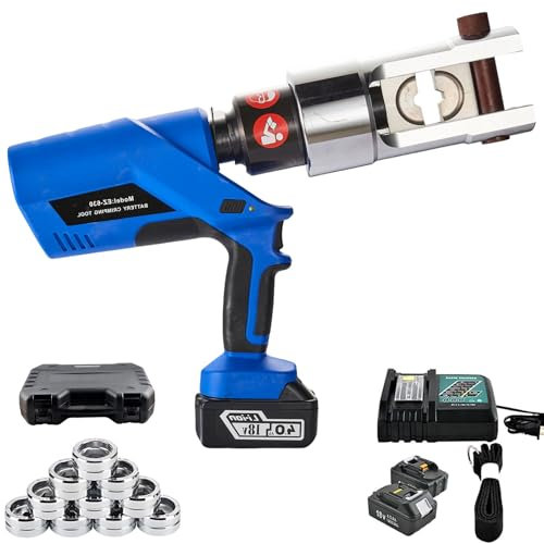 CIELOBLOEN Set Completo pressatrice idraulica - Pinza crimpatrice 630mm² con 13 Fustelle + batterie + Manuale Tecnico - Pinza per capicorda con Testa Rotante 360°