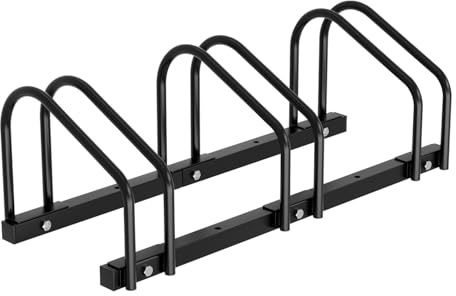 Jaxguom Fahrradständer Boden für 3 Fahrräder, 30cm Radabstand 35-55mm Reifenbreite rostfreier Stahl selbstsichernde Schrauben Boden oder Wandmontage Mehrfachständer Fahrradhalter Schwarz