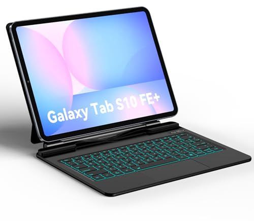Bettdow for Samsung Galaxy Tab S10 FE+ 13.1 2025 Keyboard Case, UK-Layout Floating Cantilever Stand with Trackpad and AI Button Backlit Keyboard for S10 FE Plus 13.1 Inch SM-X620/X626B, Black