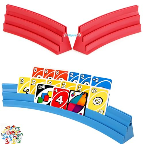 YWfuweng 4 Stück Kartenhalter Spielkarten, 3 Rampen Spielkartenhalter mit Magnetische,Freihändige Kartenhalter für Poker/UNO,Canasta,für Senioren Erwachsene und Kinder