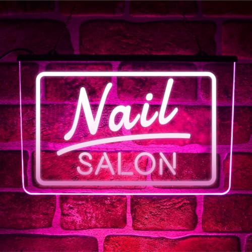 Nail Parlour LED Neon Light Up Sign – Hanging Wall Decor for Home Nail, Beauty Salon, Shop Display – Aesthetic Room Accessories & Business Signage (Pink)