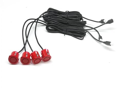 Rückfahrkameras 4 Stück 18,5 mm Parksensoren Parktronic Rückfahrsensoren Schwarz Rot Grau Silber Weiß für Fahrzeuge Einparkhilfe(Rot)
