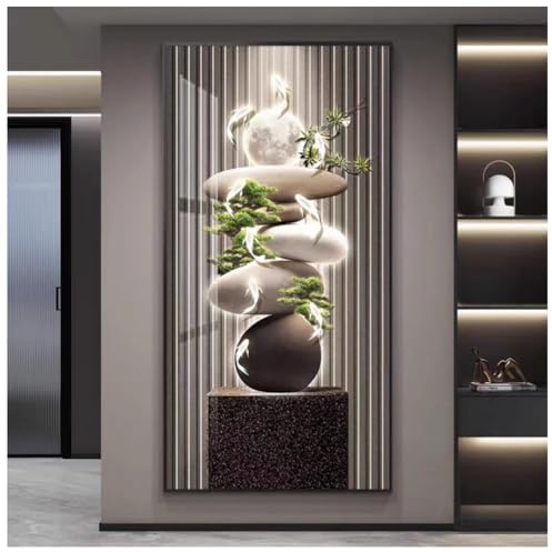 Moderne Wanddekoration Mit LED-Beleuchtung, Großes, Beleuchtetes Landschaftsmotiv Mit Metallrahmen, Multifunktionales Wandbild Mit Netzteil, Für Wohnzimmer, Eingangsbereich(C,60x120cm/23.6x47.2in)