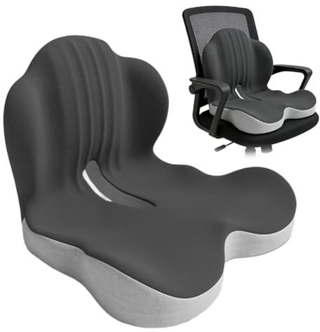 Cojín ortopédico con respaldo, cojín de asiento de espuma viscoelástica, cojín de apoyo lumbar para ciática y coxis, cojín de hemorroides para silla de oficina, coche