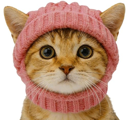 Hut für Katzen, weiche Strickmütze mit Ohrlöchern, Kostüm für Weihnachtsfeiern für Kätzchen und Welpen, für Karneval, Winter, Geburtstag, Halloween, Neujahr Party