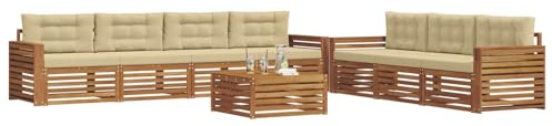 vidaXL Outdoor-Sofagarnitur mit Kissen 8 pcs Natur und Beige, Gartenlounge, modernes Outdoor-Sofa-Set, langlebige Terrassenmöbel, Bequeme Sitzmöglichkeiten