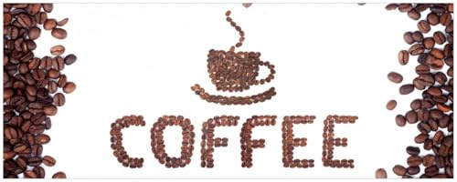 Wallario Küchenrückwand selbstklebend 115 x 50 cm, Motiv: Kaffee Schrift aus Kaffeebohnen | Spritzschutz abwischbar & pflegeleicht