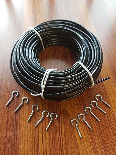 PHD Black Curtain Wire - 5m (16.4ft) With 10 Hooks