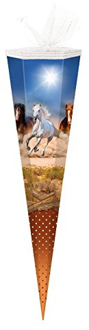 Schultüte / Zuckertüte / 85cm / eckig / Wildpferde