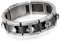 Cupimatch Herren Edelstahl Biker Armband, Schädel geflochten Manschette Kordelkette Totenkopf Kettearmband Hochglanz Poliert Rock Leder Armreif, silber schwarz