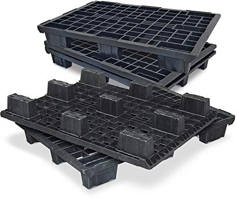 BRB 5x Leichtpalette im Euromaß, schwarz, LxBxH 1200x800x153 mm, Deckfläche durchbrochen …